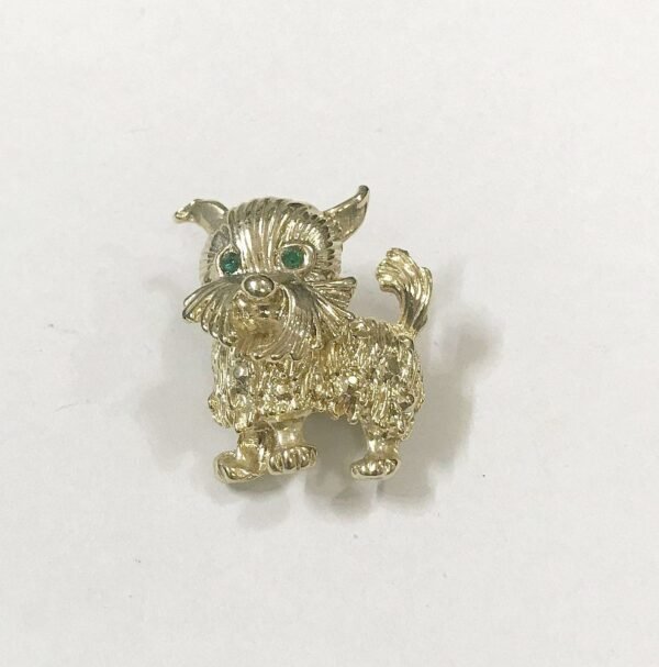 Shih Tzu Dog Brooch, Gold Finish - Image 4