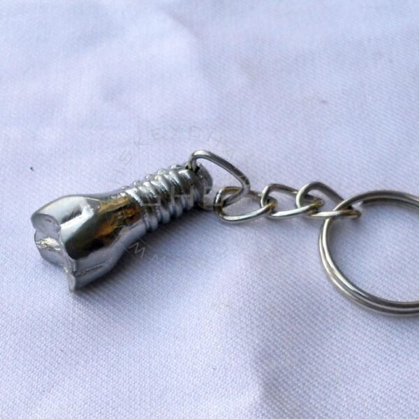 Tooth Shaped Implant Keychain Silver Plated