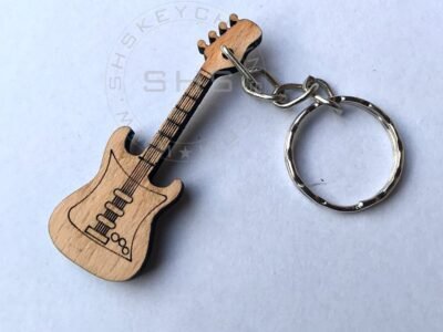 Guitar Shaped Wooden Keychain