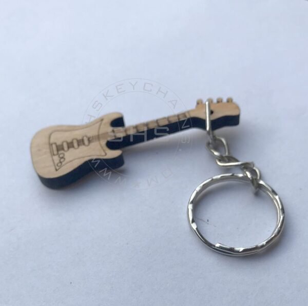 Guitar Shaped Wooden Keychain - Image 3