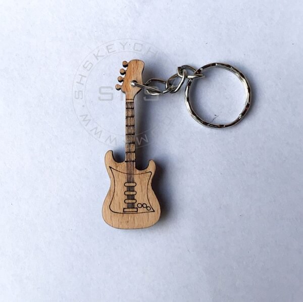 Guitar Shaped Wooden Keychain - Image 4