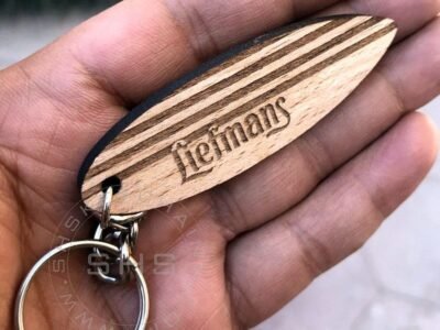 Customized Miniature Wooden Surfing Board Keyring