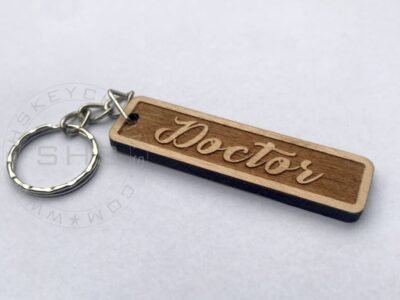 Doctor's Keychain - Laser Engraved Wood