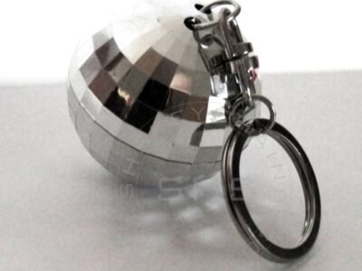 Disco Ball Keychain Silver Plated Plastic